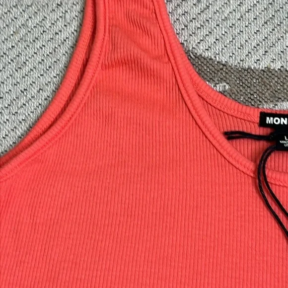Monrow Supimafine Rib Scoop Neck Tank Fitted Sleeveless Tank Top size large - Picture 3 of 9